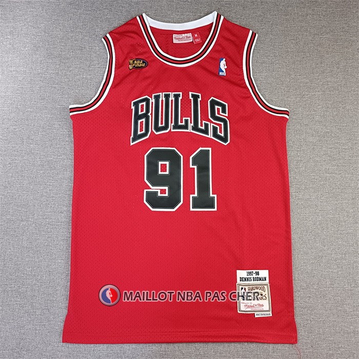 Maillot Chicago Bulls Dennis Rodman NO 91 Mitchell & Ness 1997-98 NBA Finals Rouge